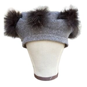 Vintage Women’s Felted Wool & Fox Hat Beret ONE SIZE
